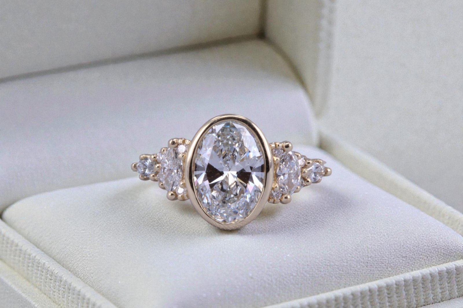 Custom-made low profile engagement ring for Del Mar couples