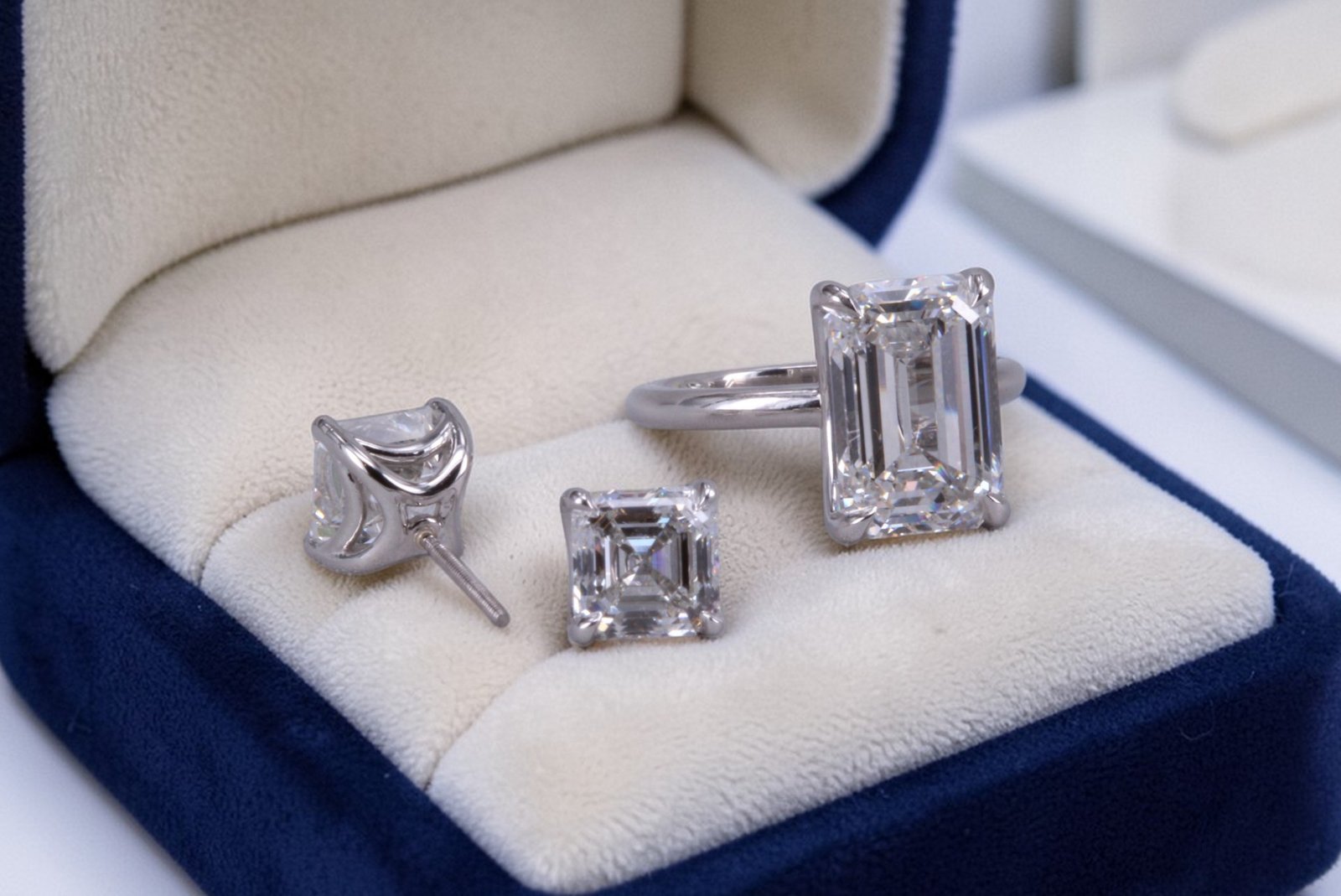 Engagement ring and diamond earrings for Del Mar brides