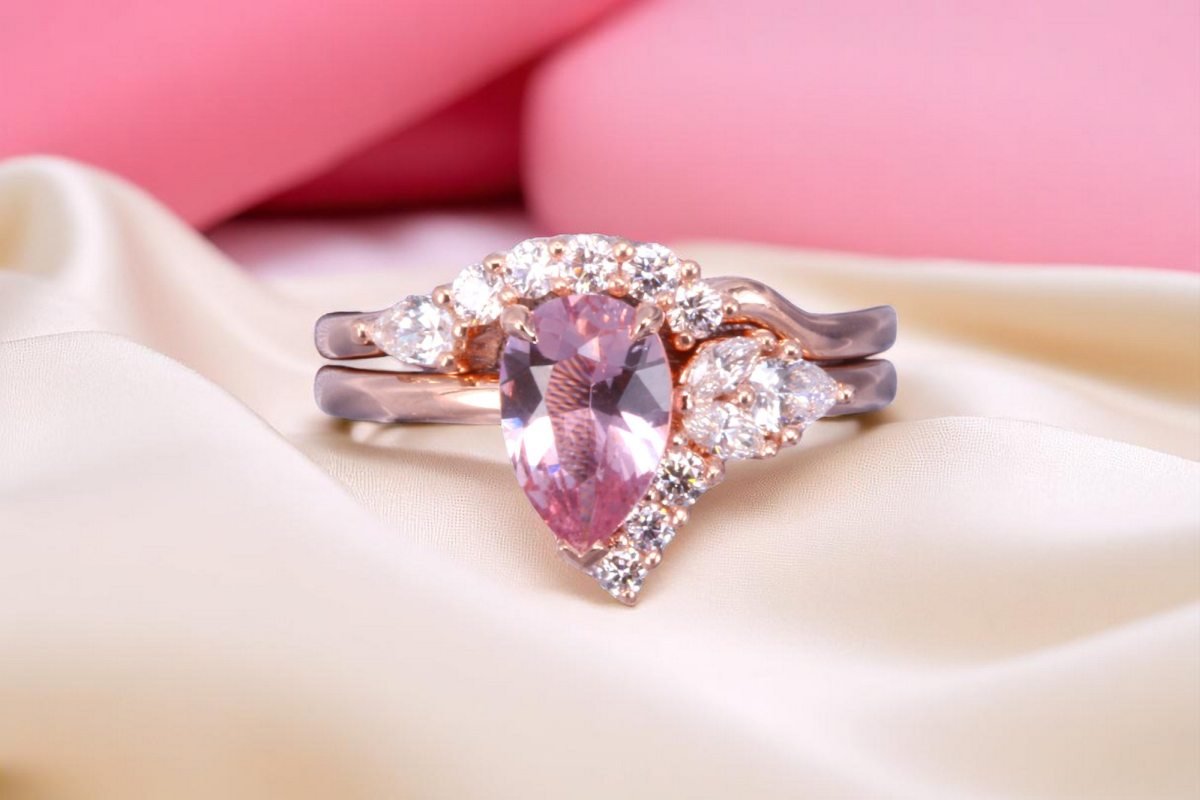 Morganite bridal ring set for Del Mar couples