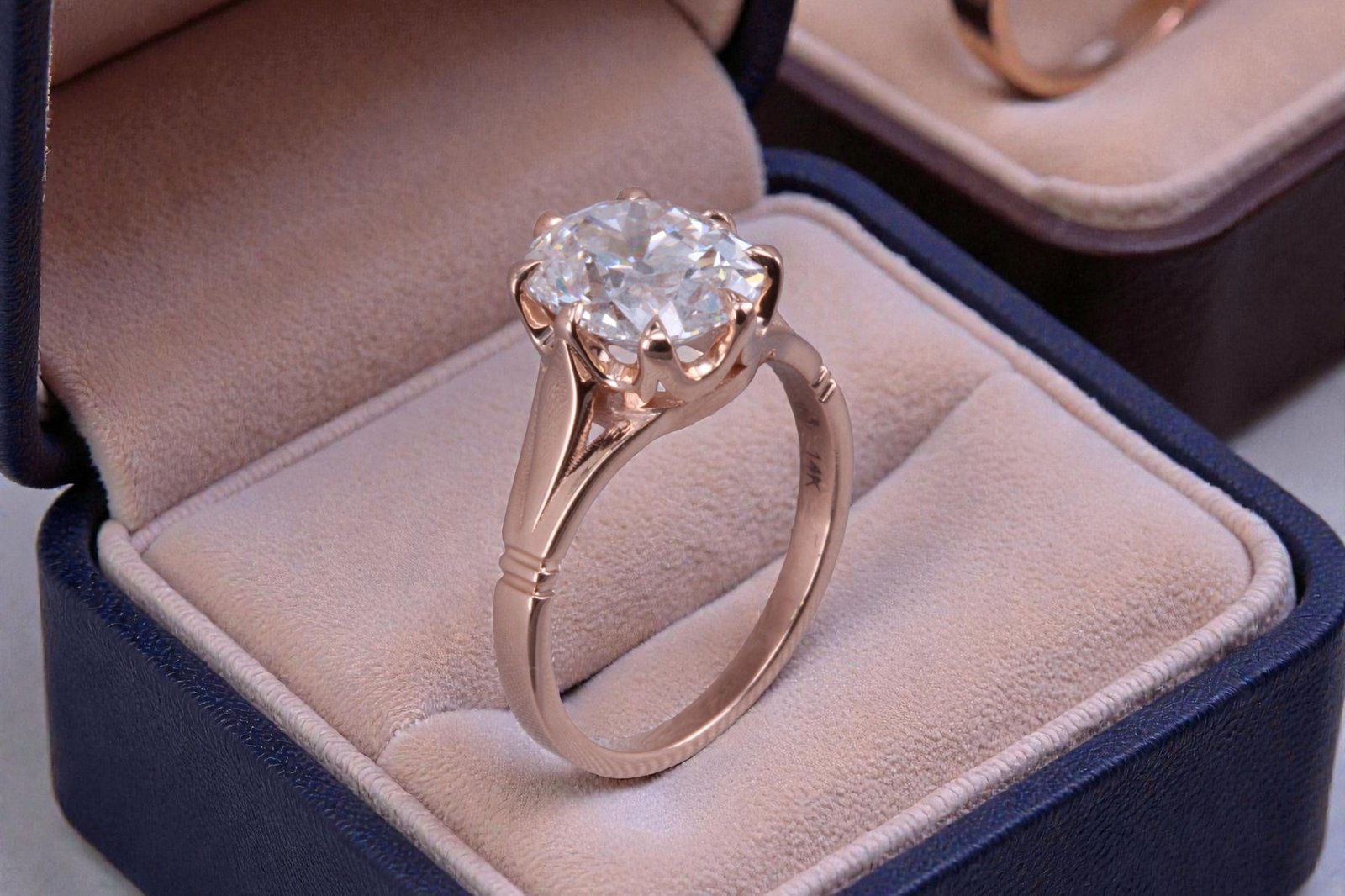 Custom-made rose gold diamond ring for couples in Del Mar
