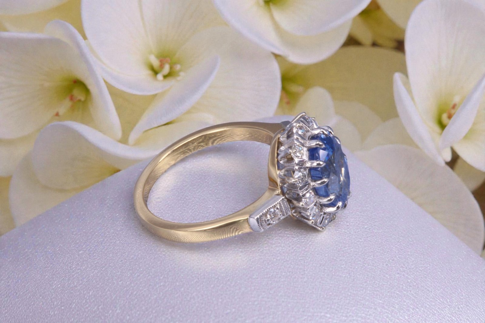 Handcrafted sapphire and diamond ring for couples in Del Mar