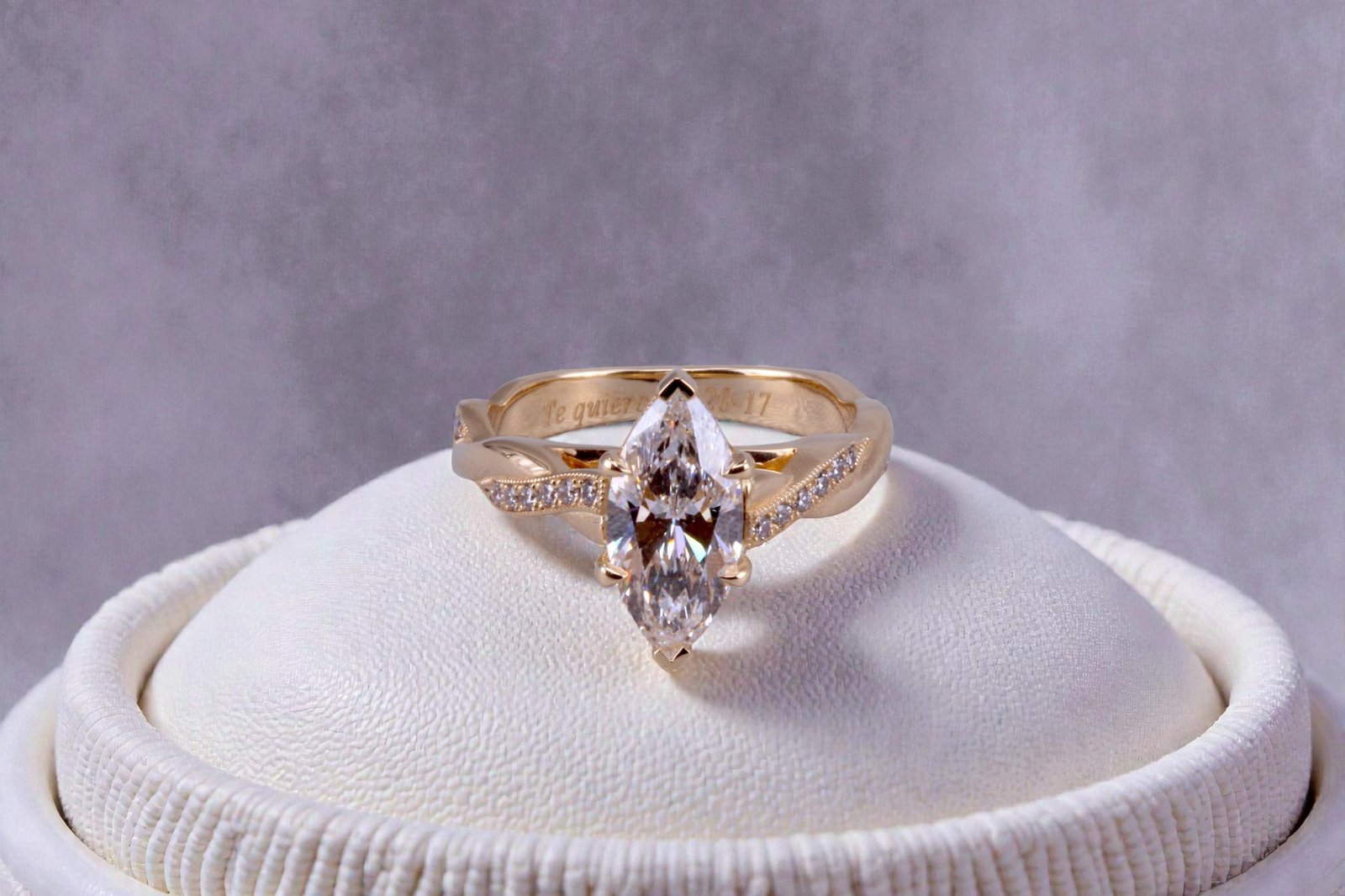 Custom twisted band engagement ring for couples in Del Mar