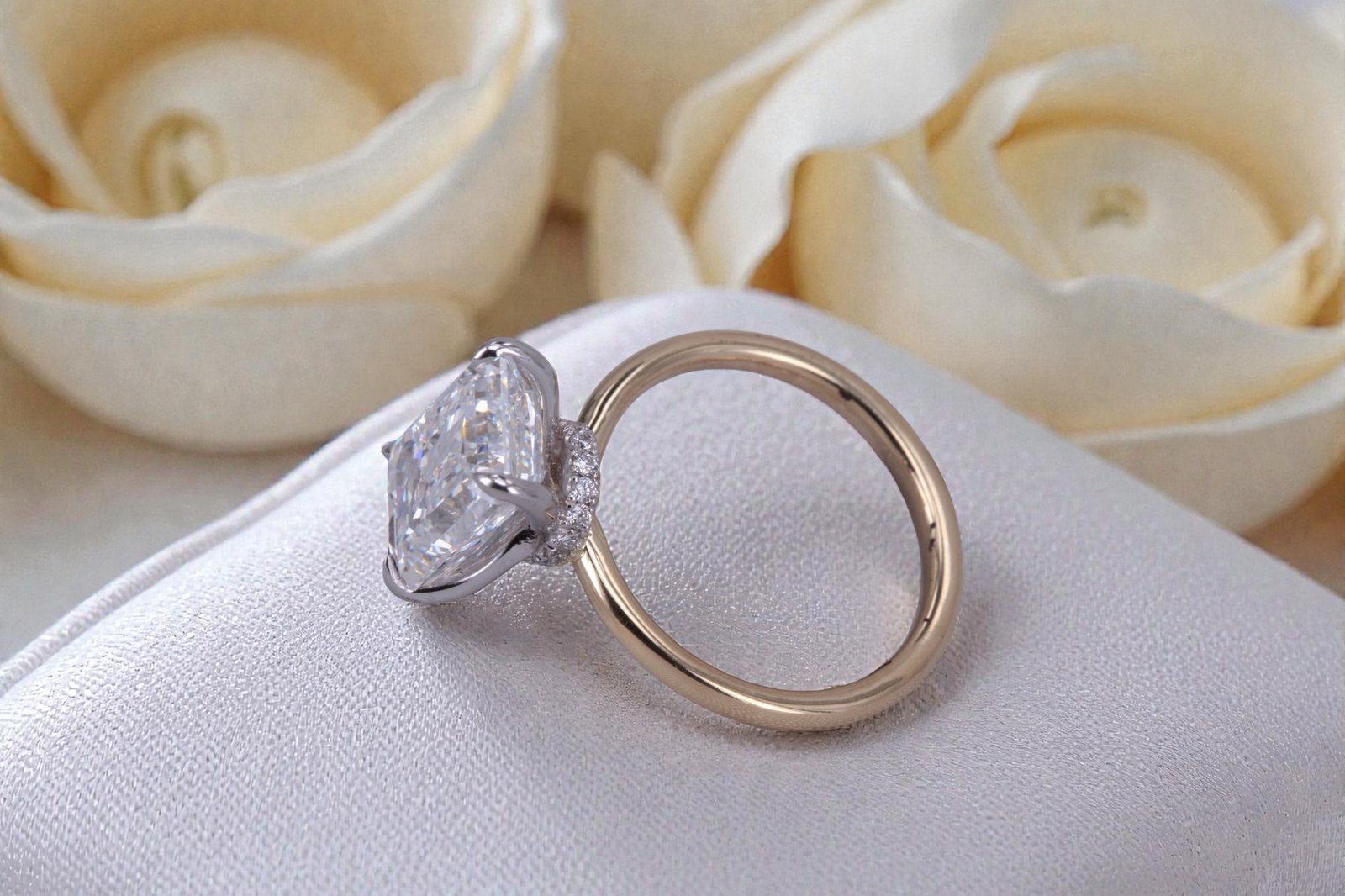 Custom two-tone engagement ring for couples in Del Mar