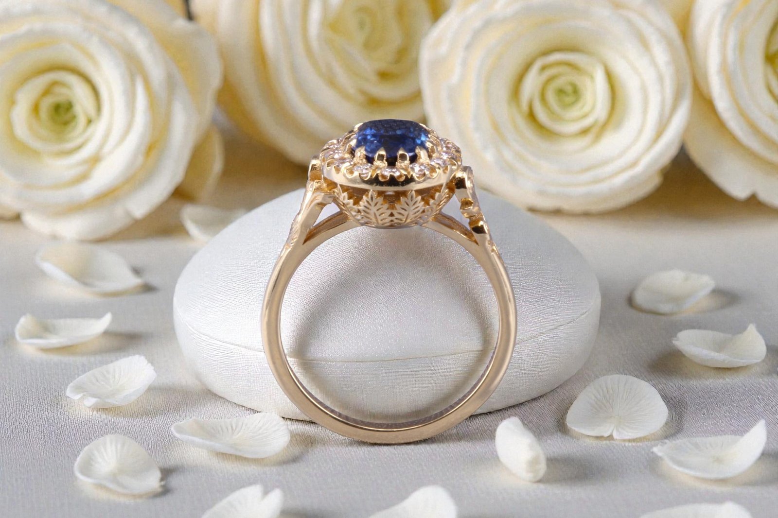 Handcrafted natural sapphire engagement ring for couples in Del Mar