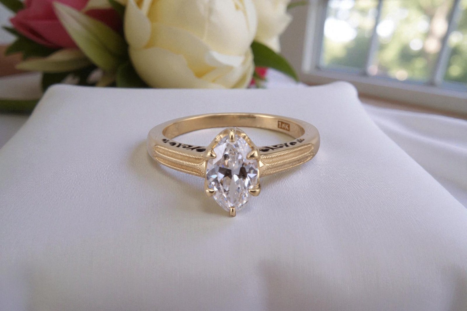 Custom-made Victorian inspired engagement ring for couples in Del Mar