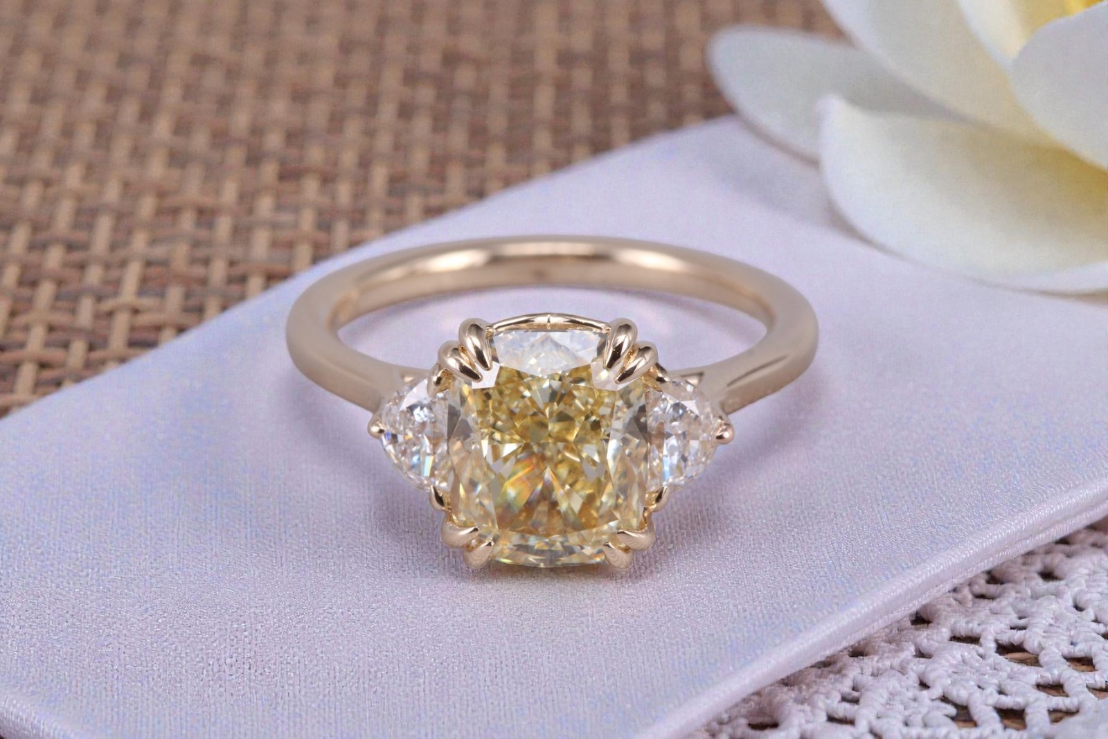 Handcrafted yellow diamond ring for couples in Del Mar