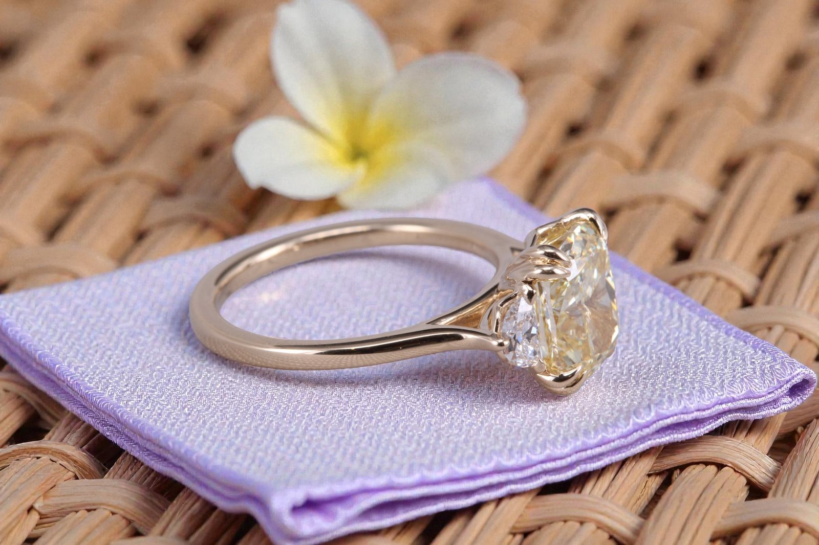 Custom yellow diamond ring for couples in Del Mar